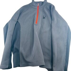 Spyder Core Sweater Men's size Large Gray Black 1/4 Zip Colorblock